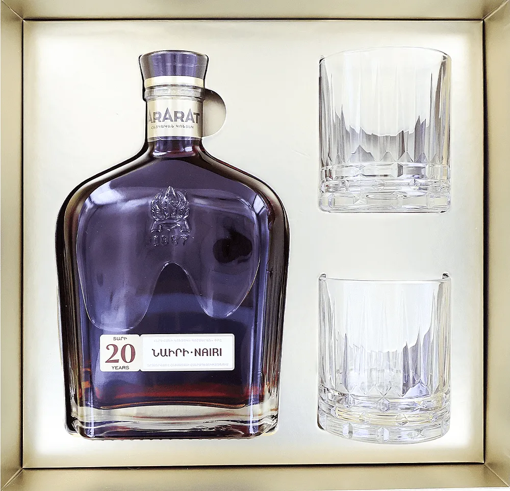 Cognac & glass "Ararat Nairi 20*" 0.7l + 2 pcs