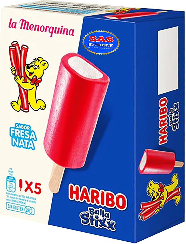 Мороженое клубничное "Haribo Balla Stixx" 5*55г