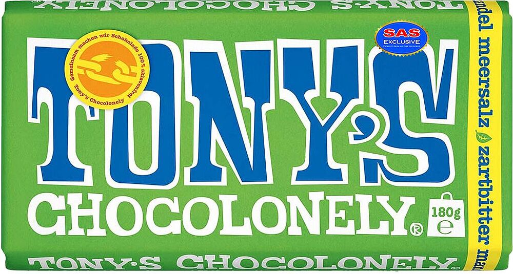Шоколадная плитка с миндалем и морской солью "Tony's Chocolonely" 180г