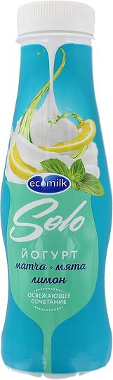Յոգուրտ ըմպելի մաչայով, անանուխով և կիտրոնով «Ecomilk Solo» 290գ, յուղայնությունը` 2.8%
