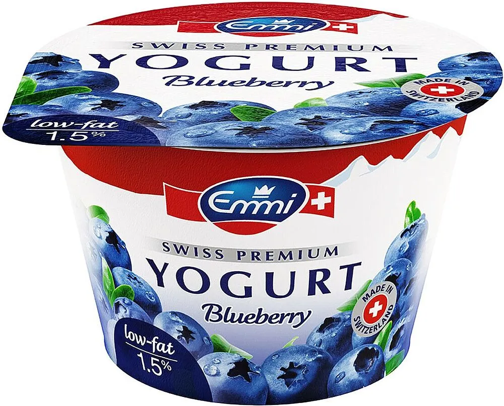 Yogurt with blueberry "Emmi Swiss Premium" 100g, richness: 1.5%