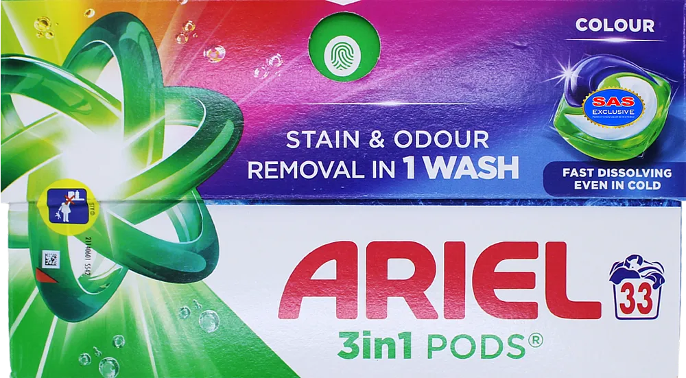 Color washing capsules "Ariel 3 in1 Stain & Odour Removal" 33 pcs
