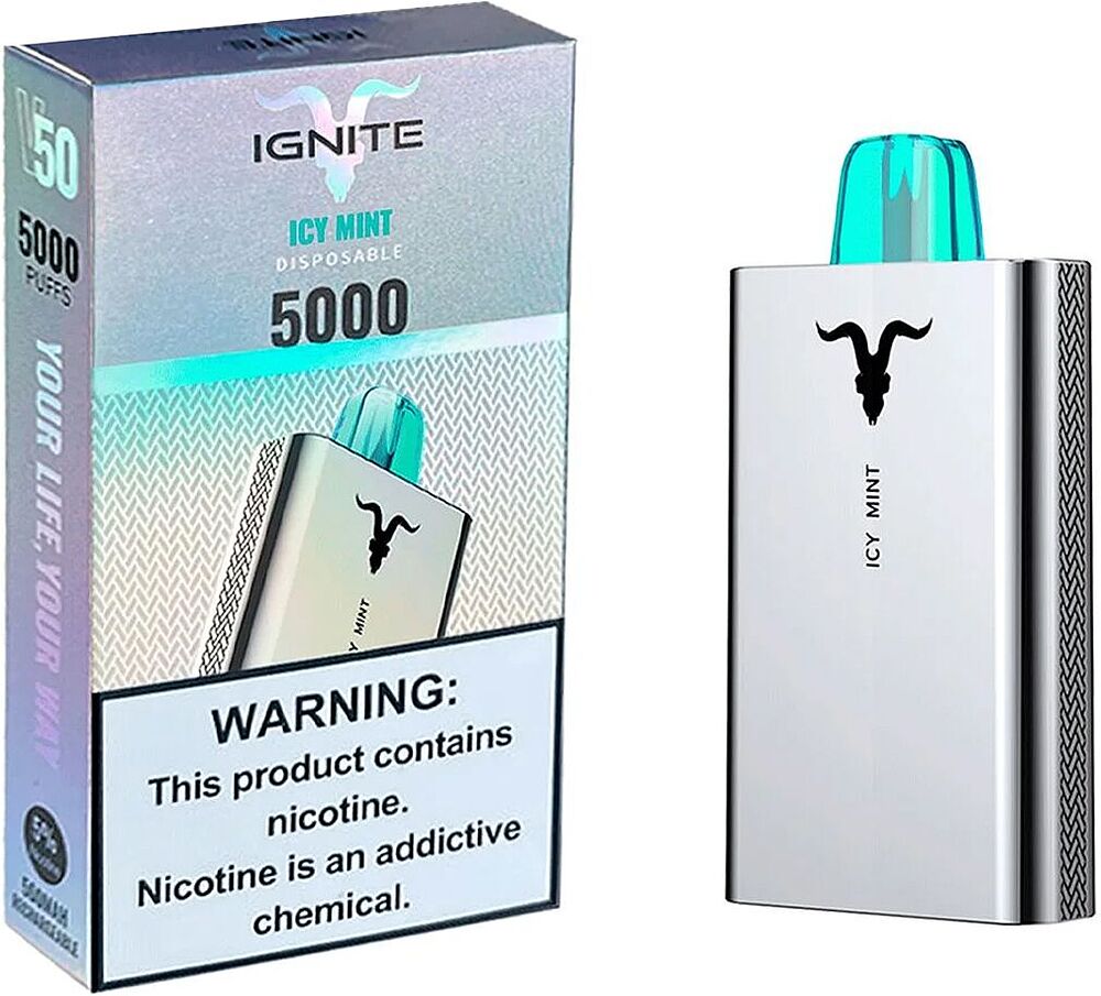 Էլեկտրական ծխախոտ «Ignite» 5000 ծուխ, Սառցե անանուխ
