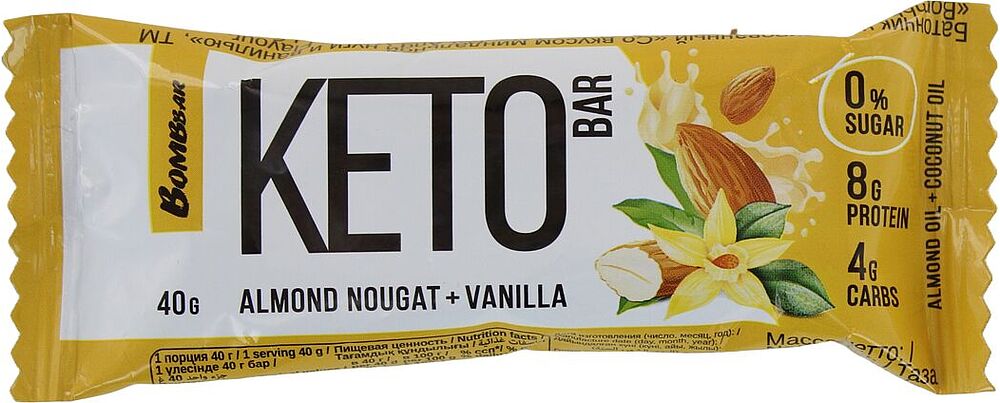 Բատոն սպիտակուցային «Bombbar Keto» 40գ
