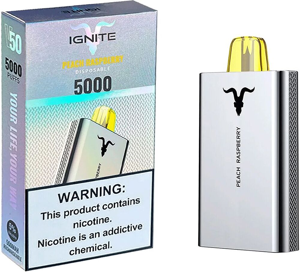 Էլեկտրական ծխախոտ «Ignite» 5000 ծուխ, Դեղձ, Ազնվամորի
