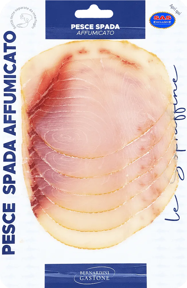 Թրաձուկ ծխեցված, կտրտած «Bernardini Gastone Pesce Spada Affumicato» 0.100կգ
