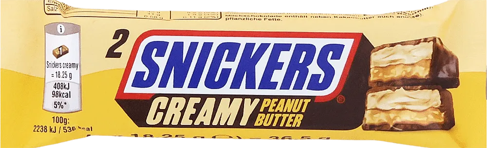 Шоколадный батончик "Snickers Creamy Peanut" 36.5г