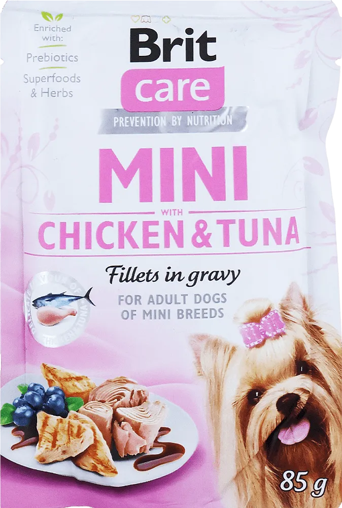 Chicken & tuna flavored dog food "Brit Mini Chicken & Tuna" 85g