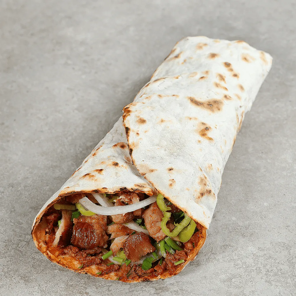 Lahmacun with pork shawarma