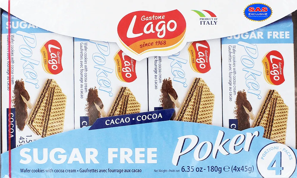 Wafer with cocoa cream "Lago Gastone Poker" 180g
