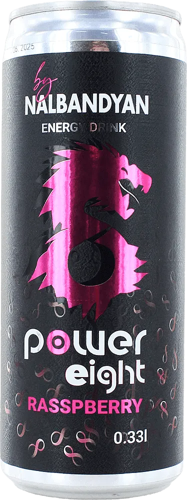 Carbonated energy raspberry flavored drink "Nalbandyan Power Eight" 0.33l
