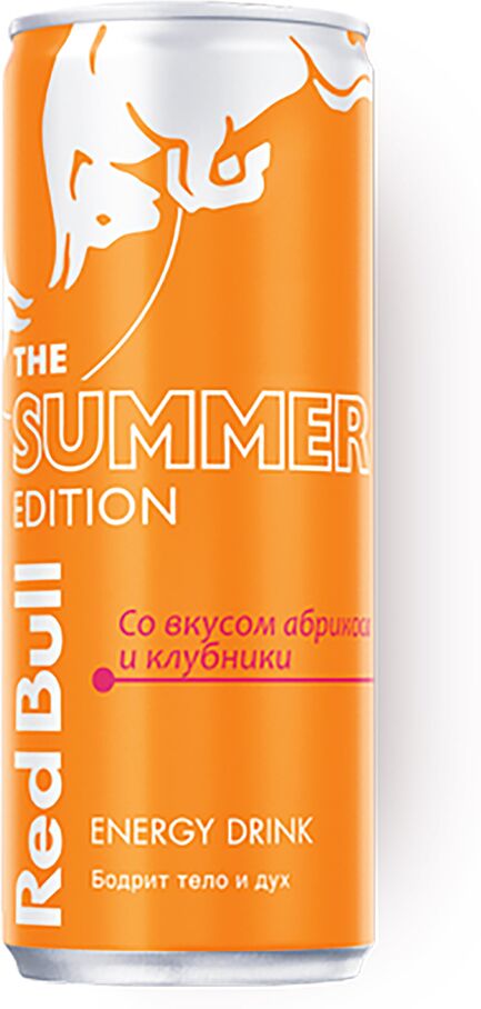 Էներգետիկ գազավորված ըմպելիք «Red Bull Summer Edition» 0.25լ Ծիրան և Ելակ
