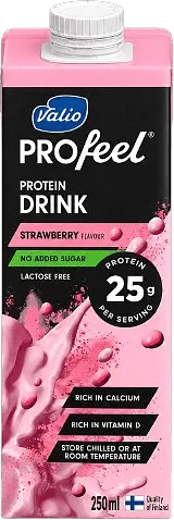 Протеиновый напиток клубничный "Valio Profeel Strawberry" 250мл