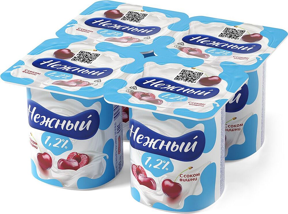 Yoghurt product with cherry juice "Campina Nezhni" 100g,  richness: 1.2%