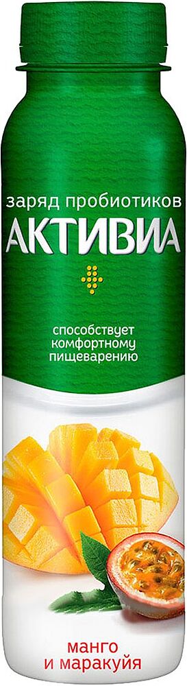 Биойогурт питьевой с манго и маракуйей "Danone Активиа" 270г, жирность: 2.1%