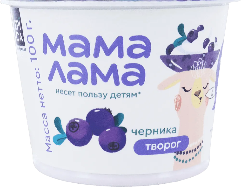 Curd with bilberry "Mama Lama" 100g, fat content: 3.8%
