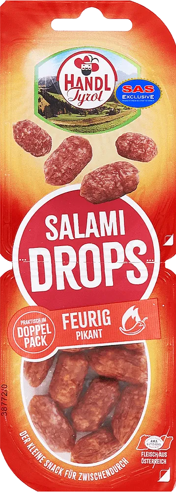 Երշիկ սալյամի հում-ապխտած կծու «Handl Tyrol Salami Drops Feurig» 70գ
