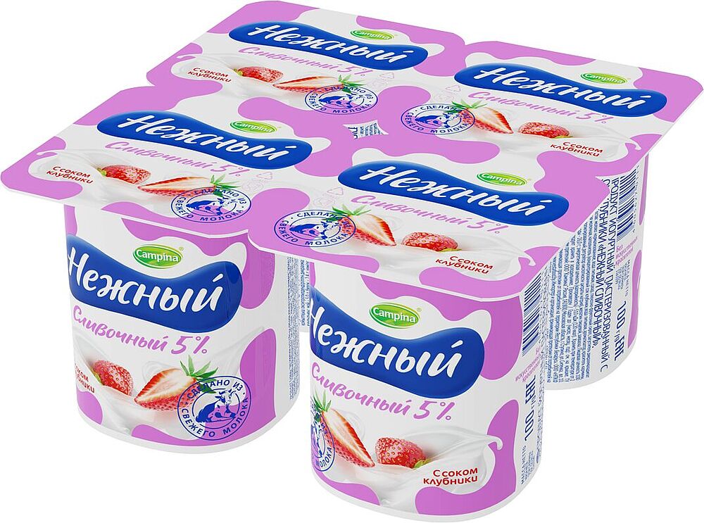 Yoghurt product cream with strawberry juice 