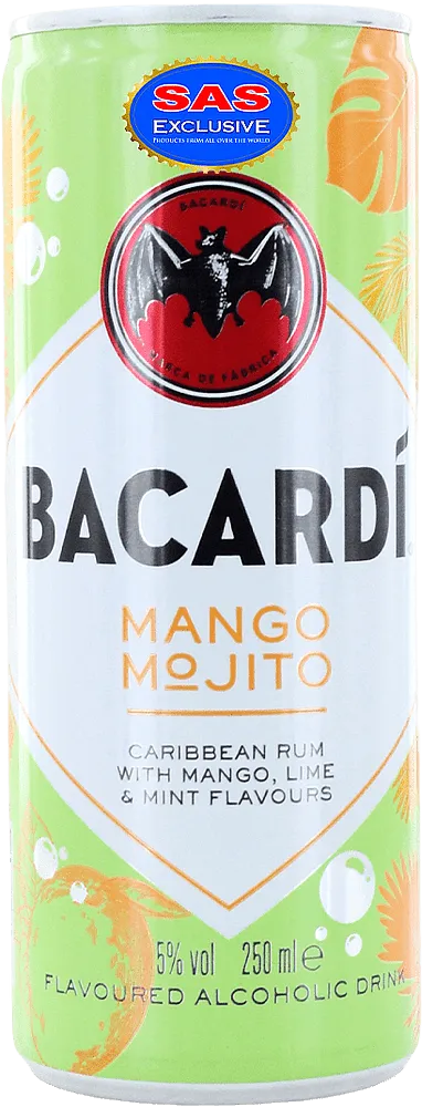 Alcoholic drink with mango, lime & mint flavour "Bacardi Mango Mojito" 250ml
