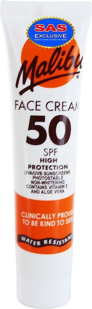 Sunscreen face cream "Malibu High Protection 50spf" 40ml
