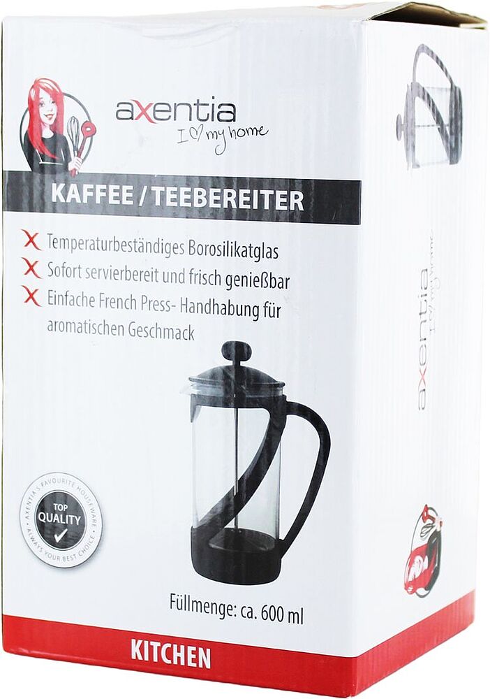 Coffee pot with press "Axentia" 600ml
