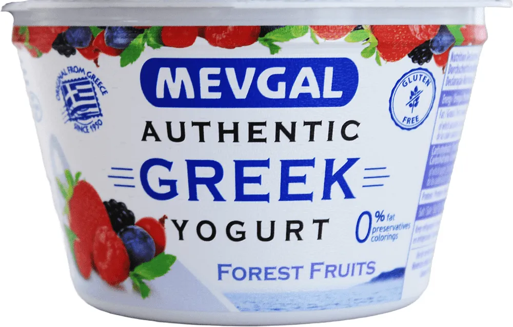 Greek yogurt with forest fruits "Mevgal" 150g, fat content: 0%
