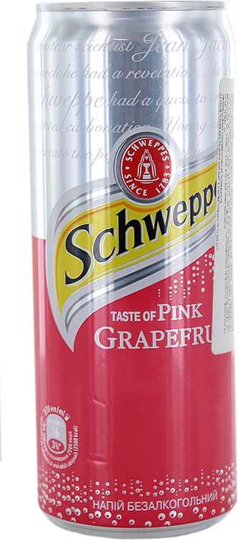 Զովացուցիչ գազավորված ըմպելիք վարդագույն թուրինջի «Schweppes» 0.33լ 