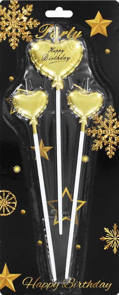 Birthday candle "Party Happy Birthday" 3 pcs
