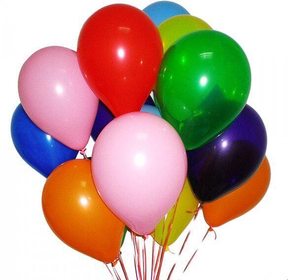 Воздушные шары  с гелием, разноцветные 10шт 