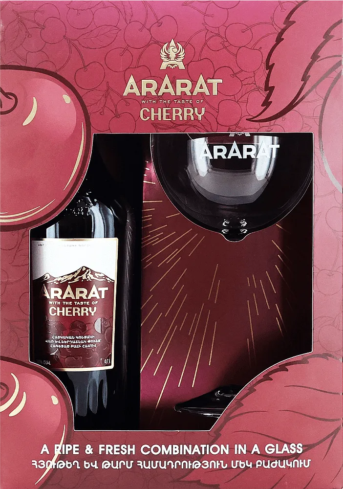 Alcoholic cherry flavored beverage & glass "Ararat Cherry" 0.7l