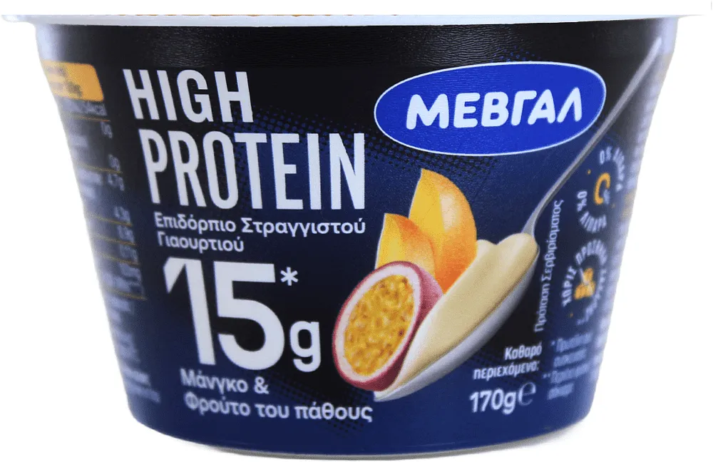 Yogurt dessert with mango & passion fruit flavor "Mevgal" 170g, fat content: 0%

