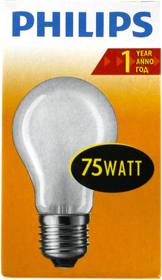 Light bulb "Philips"A 55 230 V, E27 ES 1000h, 935 lm 75 w thick patron, matt 