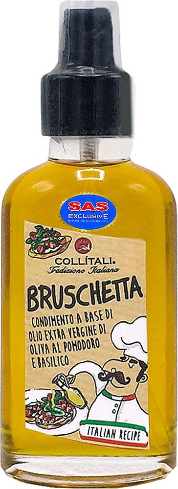 Olive oil with basil & tomato flavor "Collitali Bruschetta Extra Virgin" 100ml
