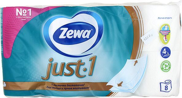 Туалетная бумага " Zewa Just 1" 8 шт