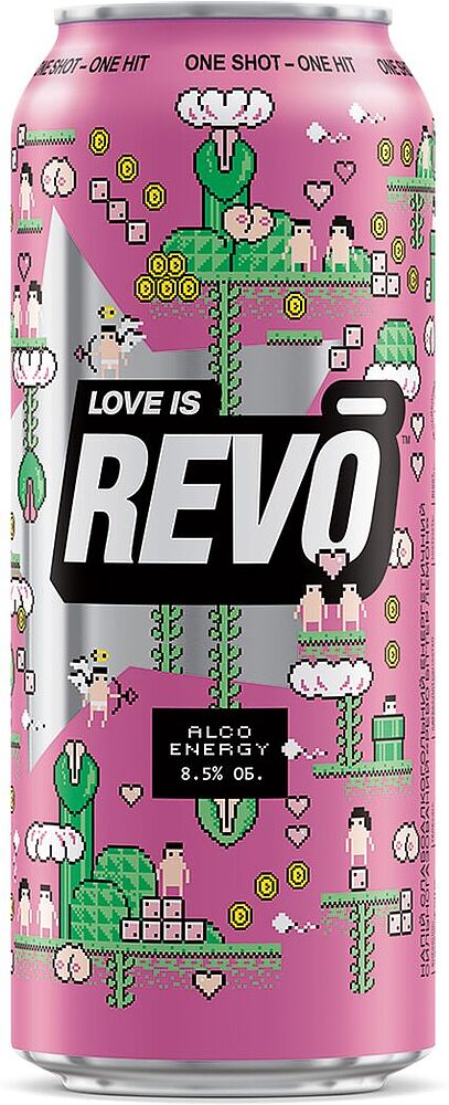Էներգետիկ գազավորված ըմպելիք, թույլ ալկոհոլային «Revo Love Is» 0.5լ