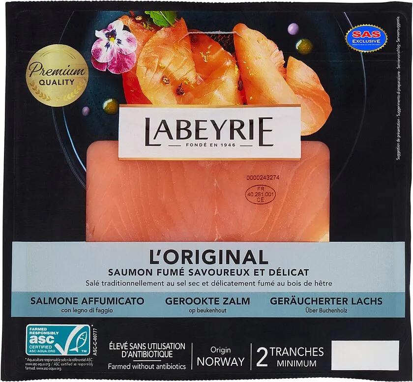 Smoked salmon "Labeyrie" 75g
