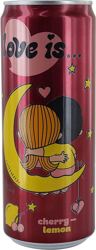 Refreshing carbonated drink "Love is" 0.33ml Cherry & lemon