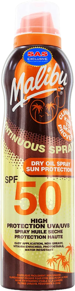 Sunscreen oil spray "Malibu Continuous Spray 50 SPF" 175ml
