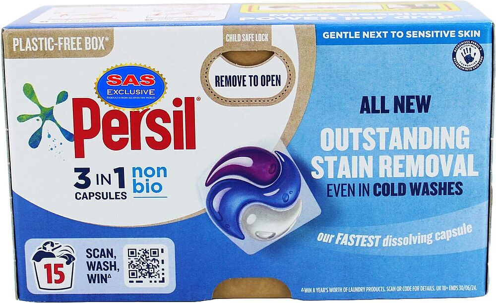 Լվացքի պարկուճներ «Persil Non Bio» 15 հատ Ունիվերսալ
