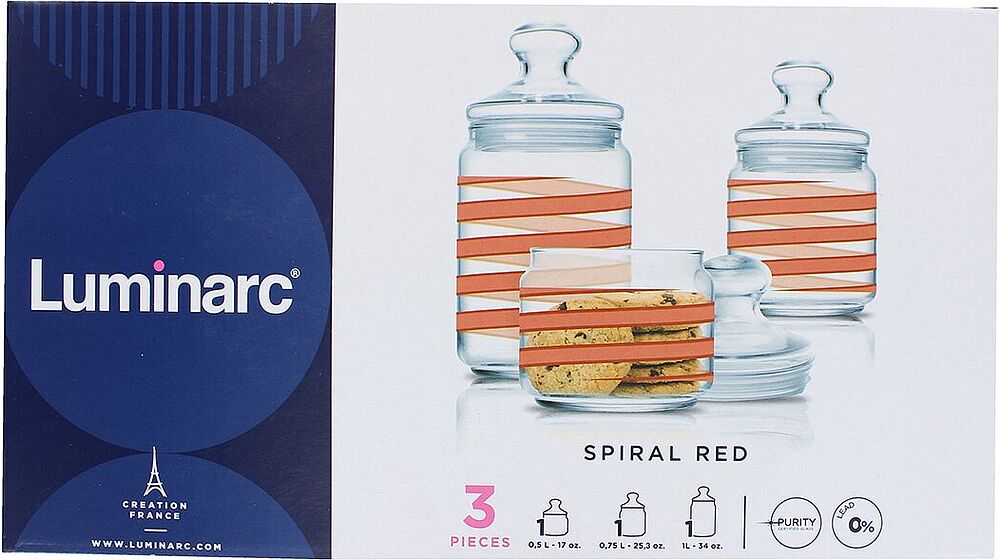 Spice containers "Luminarc Spiral Red" 3pcs

 