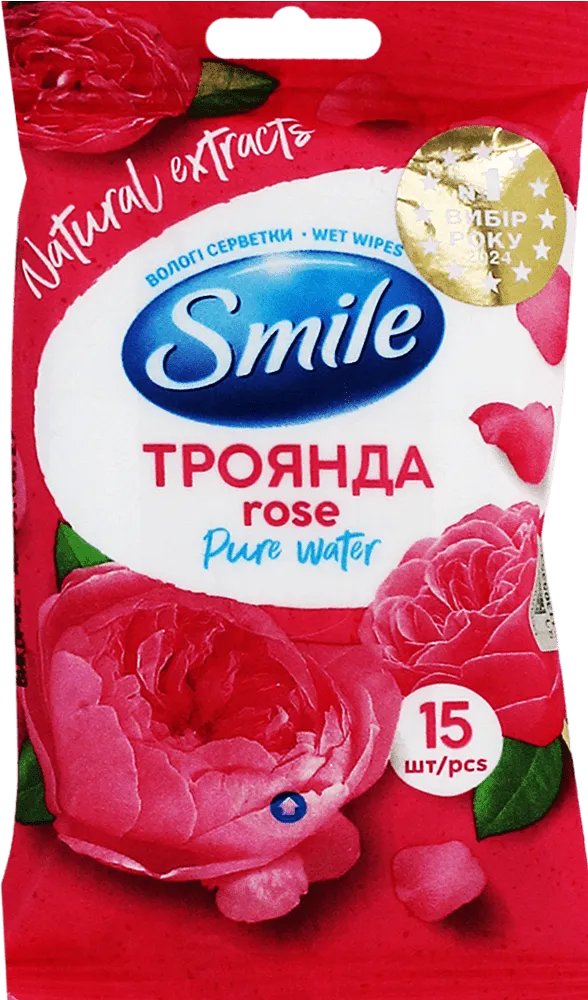 Անձեռոցիկ խոնավ «Smile Rose» 15 հատ