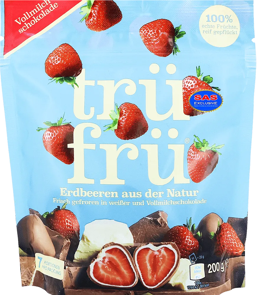 Ելակ սպիտակ և կաթնային շոկոլադով «Tru Fru Natures Strawberries» 200գ
