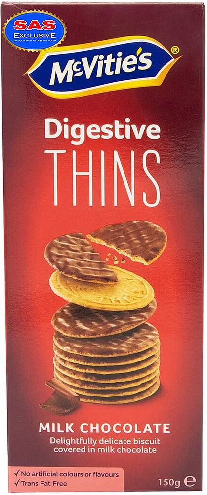 Печенье с шоколадом "Mcvites Thins Dark" 150г