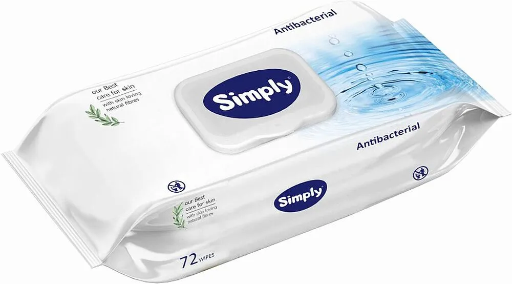 Antibacterial wet wipes "Simply" 72 pcs
