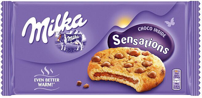 Թխվածքաբլիթ շոկոլադե կտորներով «Milka Sensations» 156գ