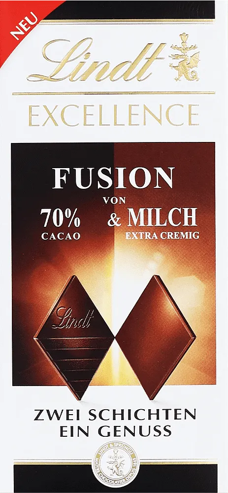 Շոկոլադե սալիկ մուգ և կաթնային «Lindt Excellence Fusion» 100գ