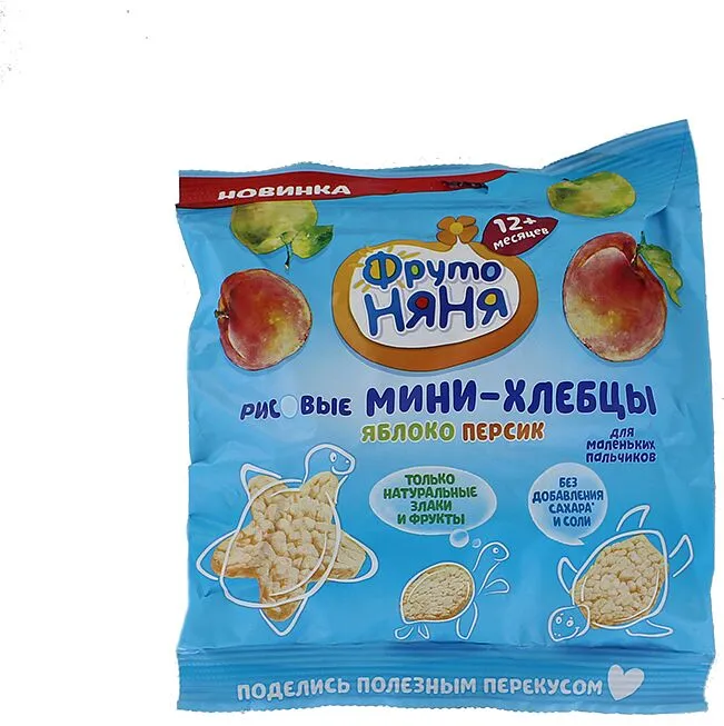 Хлебцы с яблоком и персиком "Фруто Няня" 30г