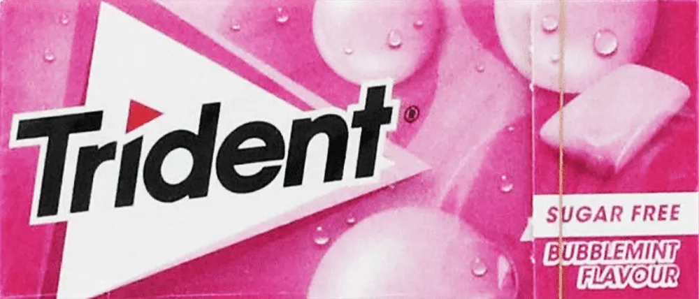Bubblemint flavored chewing gum "Trident Bubblemint" 14g
