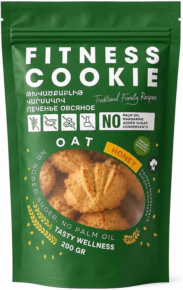 Печенье с овсом и медом "Fitness Cookie" 200г