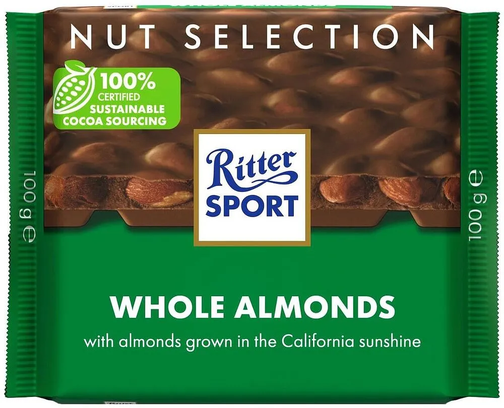 Chocolate bar with almond "Ritter Sport" 100g 